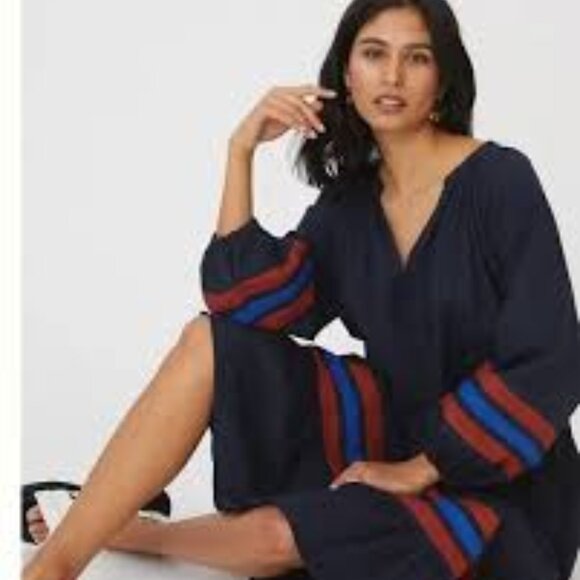 Sundry Varsity Stripe Midi Dress Navy with Red and Blue Accents - Picture 10 of 10